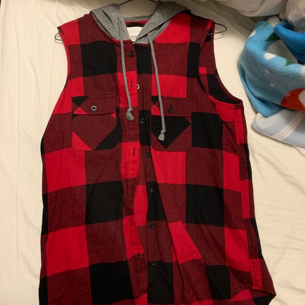 Plaid Red and Black Muscle shirt